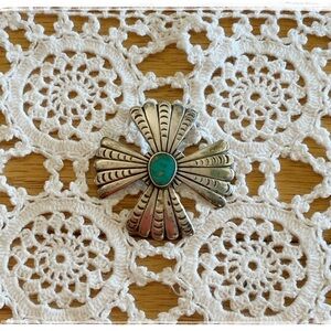 Silver Brooch with Turquoise Center